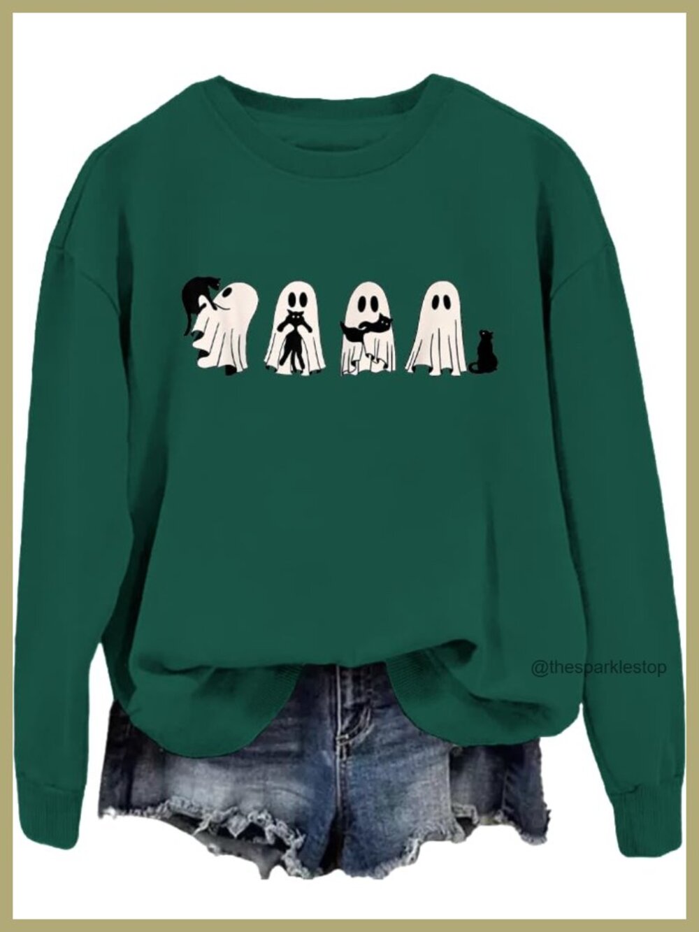 Womens Halloween Ghost Pumpkin Graphic Crewneck Sweatshirt Fall